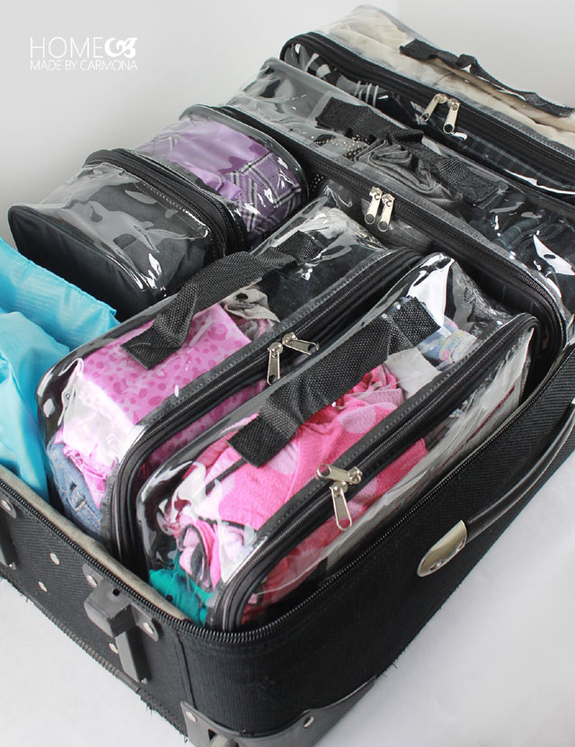 Organized suitcase packing