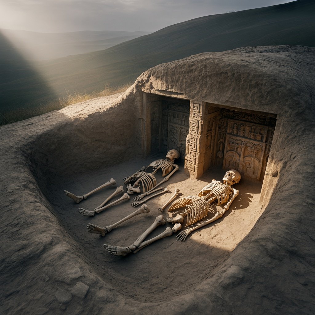 Ancient mound builders burial chamber archaeological site