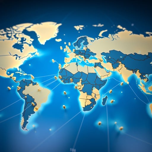 Global travel network connections